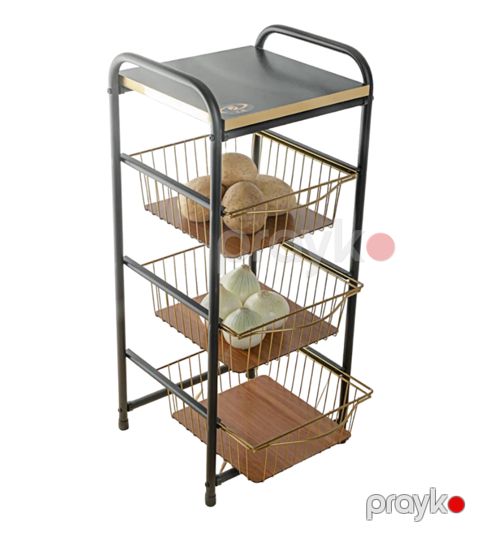 Meyvə və tərəvəz səbəti 19H, 3 mərtəbəli, metal, 73x28x28 sm — Bakı