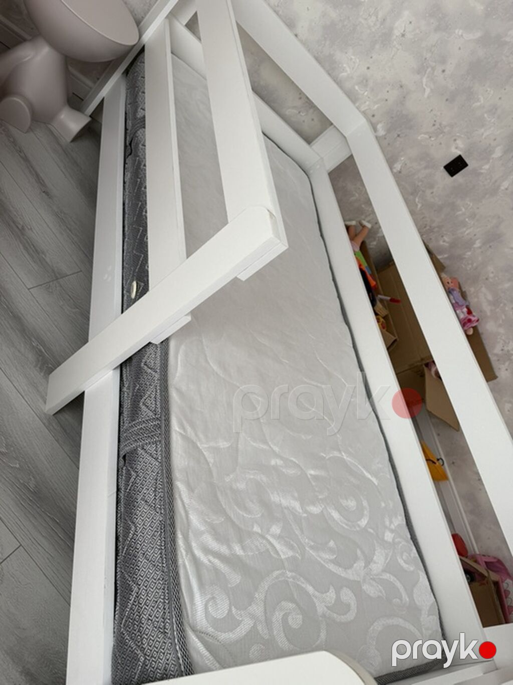 Uşaq çarpayısı – ağ rəngli, taxta karkaslı model - Material: möhkəm — Yataqlar, Saray (3)