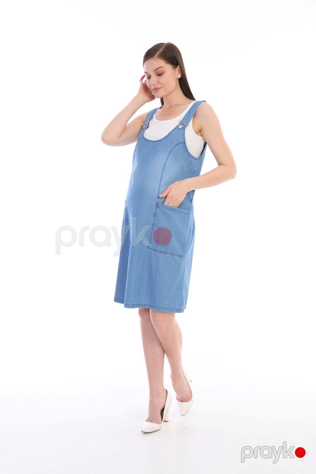 Hamilə qadınlar üçün sarafan Dessen des_3814, göy, pambıq/elastan, ölçü 40 — Mallar, Bakı (2)