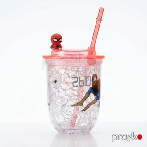 Uşaq üçün su qabı Spider Man Pipetli su qabı 450-500 ml 5+ yaş — Bakı