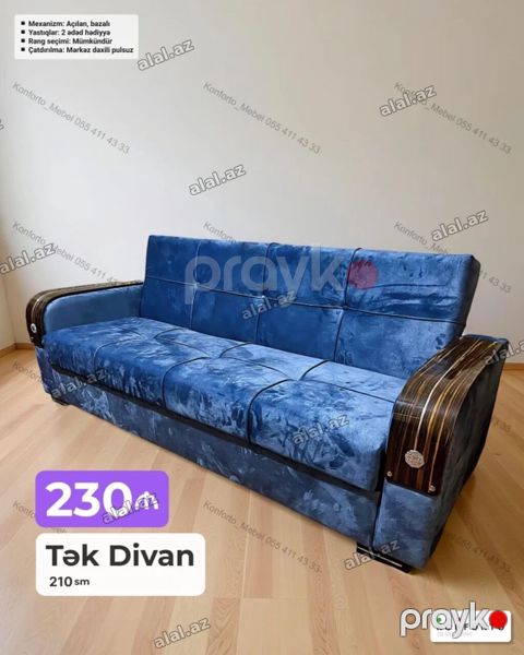 Tək divan – 210 sm - Açılan, bazalı mexanizm: rahat yataq funksiyası — Bakı