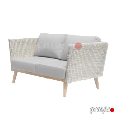 Bağ divanı Skyline Design POB Loveseat, iki nəfərlik, White Wash Teak rəng, təbii tik ağacı, rahat dizayn, açıq hava üçün - 23142 — Bakı