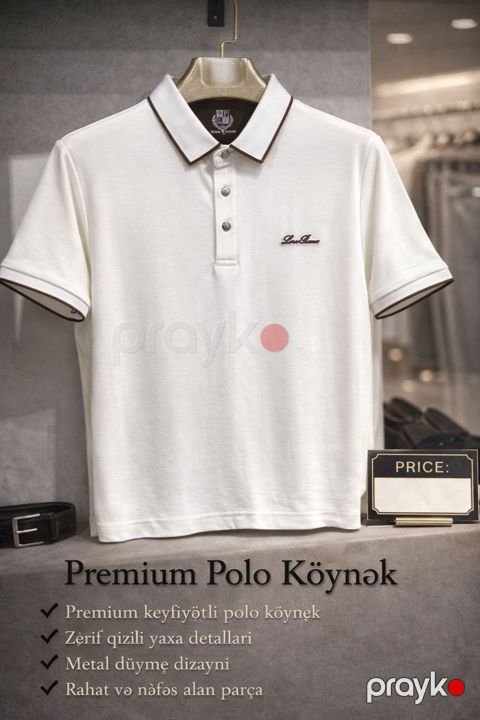 Kişilər üçün polo ACV, ağ, pambıq, ölçü M — Bakı