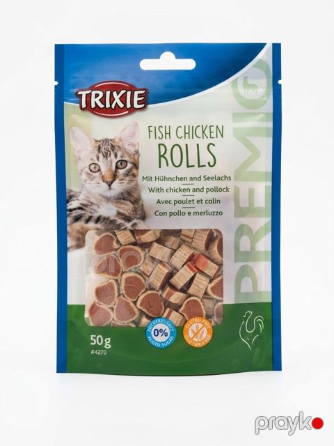 Pişiklər üçün məzə Trixie, Tikələr, Xırtıldayan ləzzətlər, Bütün yaşlar üçün, Balıq, Toyuq, 50 q — Bakı