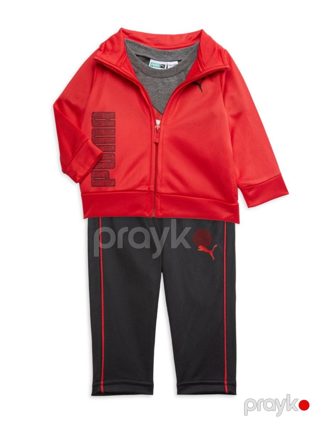 Oğlanlar üçün idman kostyumu Puma LowP202866, pambıq/poliester, qırmızı/boz, ölçü 6-9 ay — Oğlanlar üçün idman kostyumları, Bakı