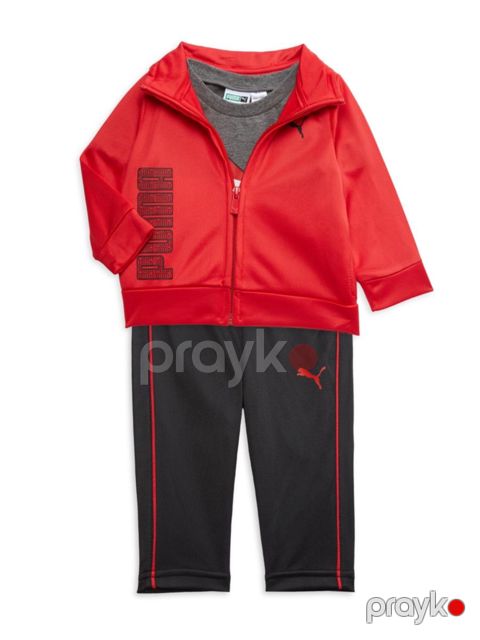 Oğlanlar üçün idman kostyumu Puma LowP202866, pambıq/poliester, qırmızı/boz, ölçü 6-9 ay — Bakı