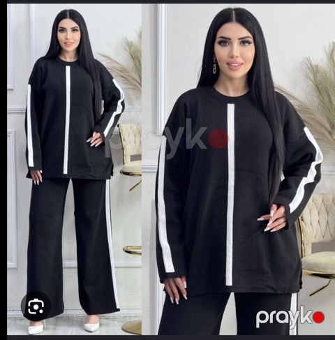 Qadınlar üçün şalvarlı dəst, qara, trikotaj, ölçü S/M — Bakı