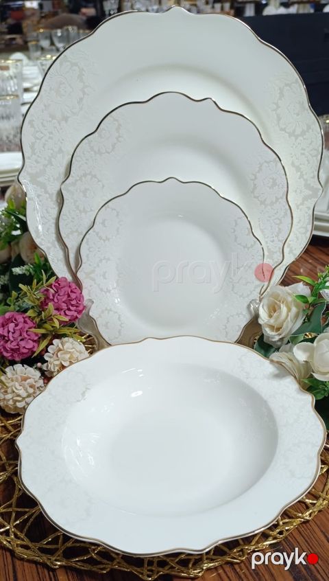 Süfrə qab-qacaq dəsti Royal Bone, farfor, ağ, 6 nəfərlik, 24 parça — Bakı