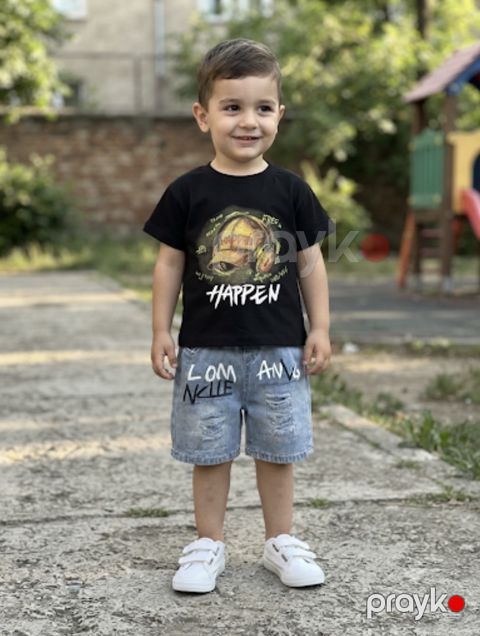 Oğlan üçün şortlu dəst, ölçü 1-2 yaş, qara, pambıq — Bakı