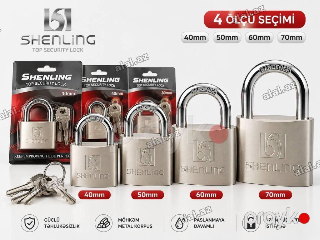 Qıfıl Shenlıng 40mm/50mm/60mm/7mm Shenlıng asma qıfıl 40 mm, 50 mm — Təmir və inşaat, Bakı (3)