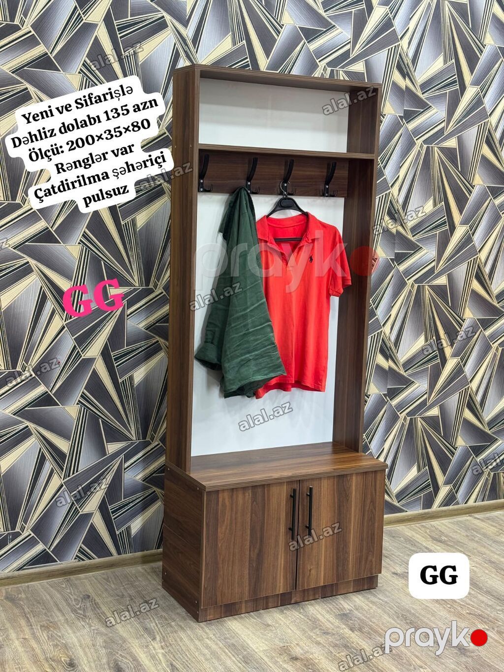 Dəhliz üçün asılqanlı dolab - Ölçü: 200×35×80 sm - Modellər: qara — Mebel, Sumqayıt (3)