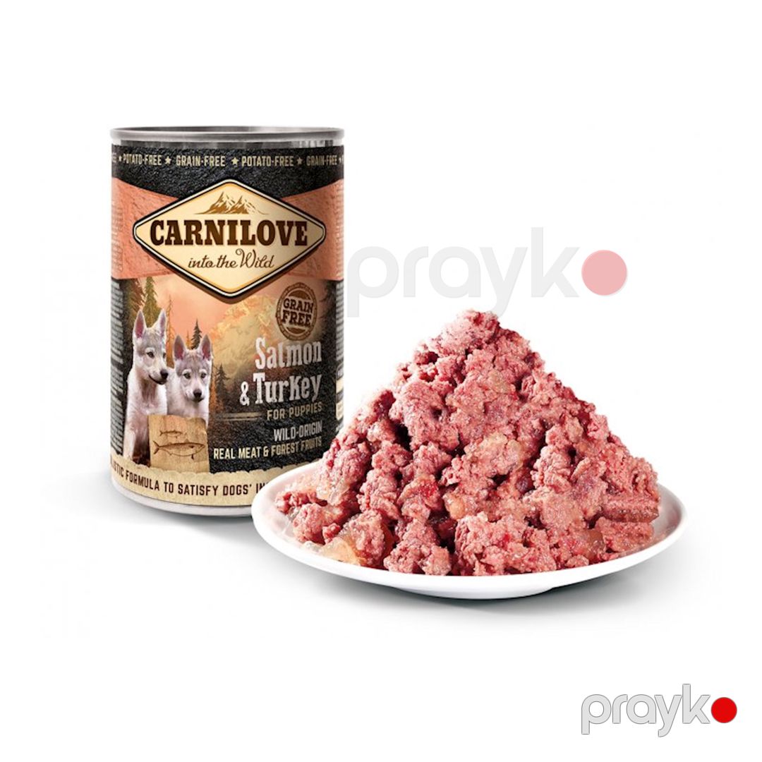 İt balaları üçün konserv Carnilove Salmon & Turkey, qızılbalıq və hindtoyuğu ilə, 400 qr — Mallar, Bakı (2)