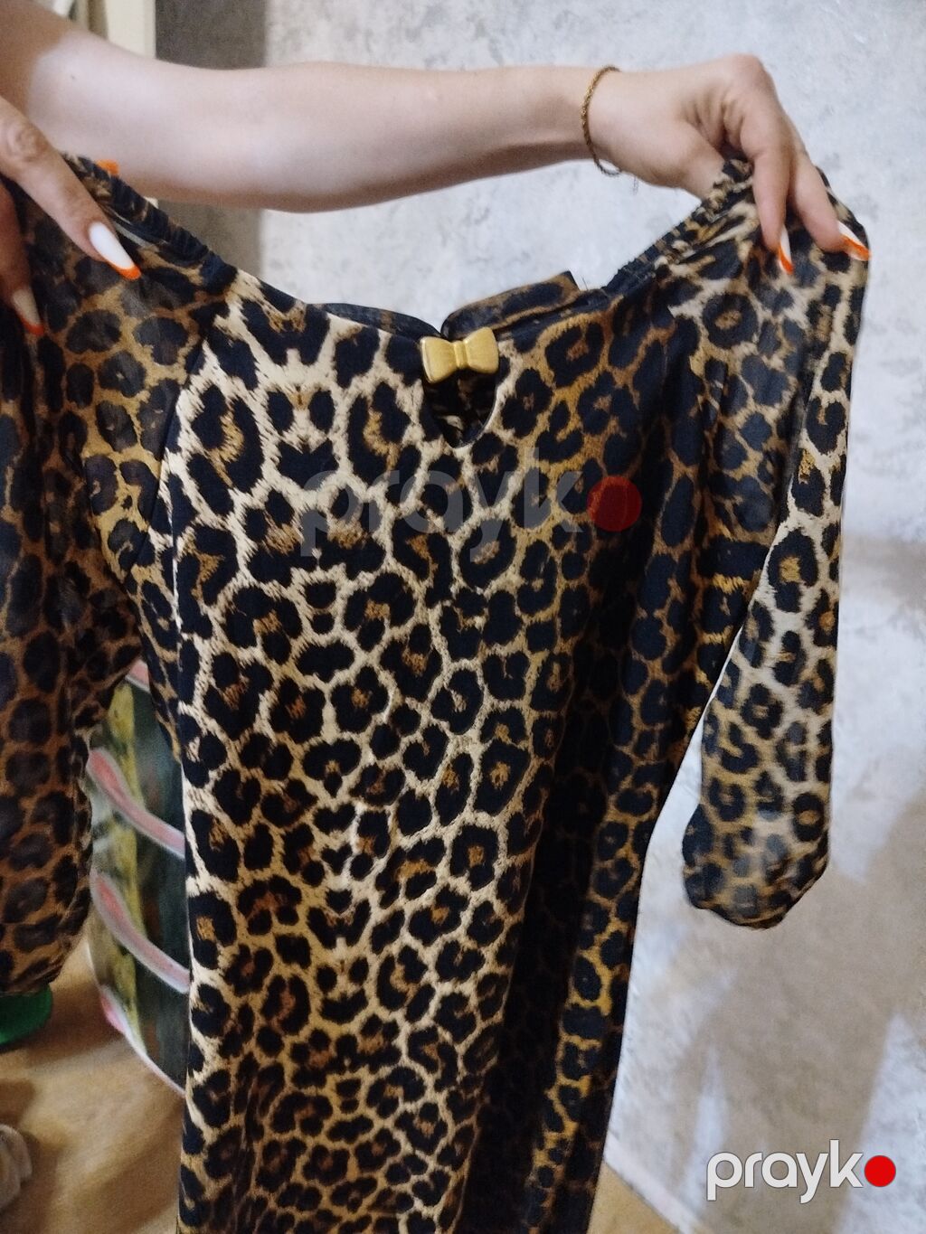 Qadın paltarı – leopard naxışlı, yüngül və axıcı parça 40 razmer — Gündəlik paltarlar, Bakı (2)