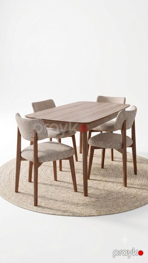 Masa və stul dəsti, Fıstıq/MDF, Qəhvəyi, 5 parça — Bakı