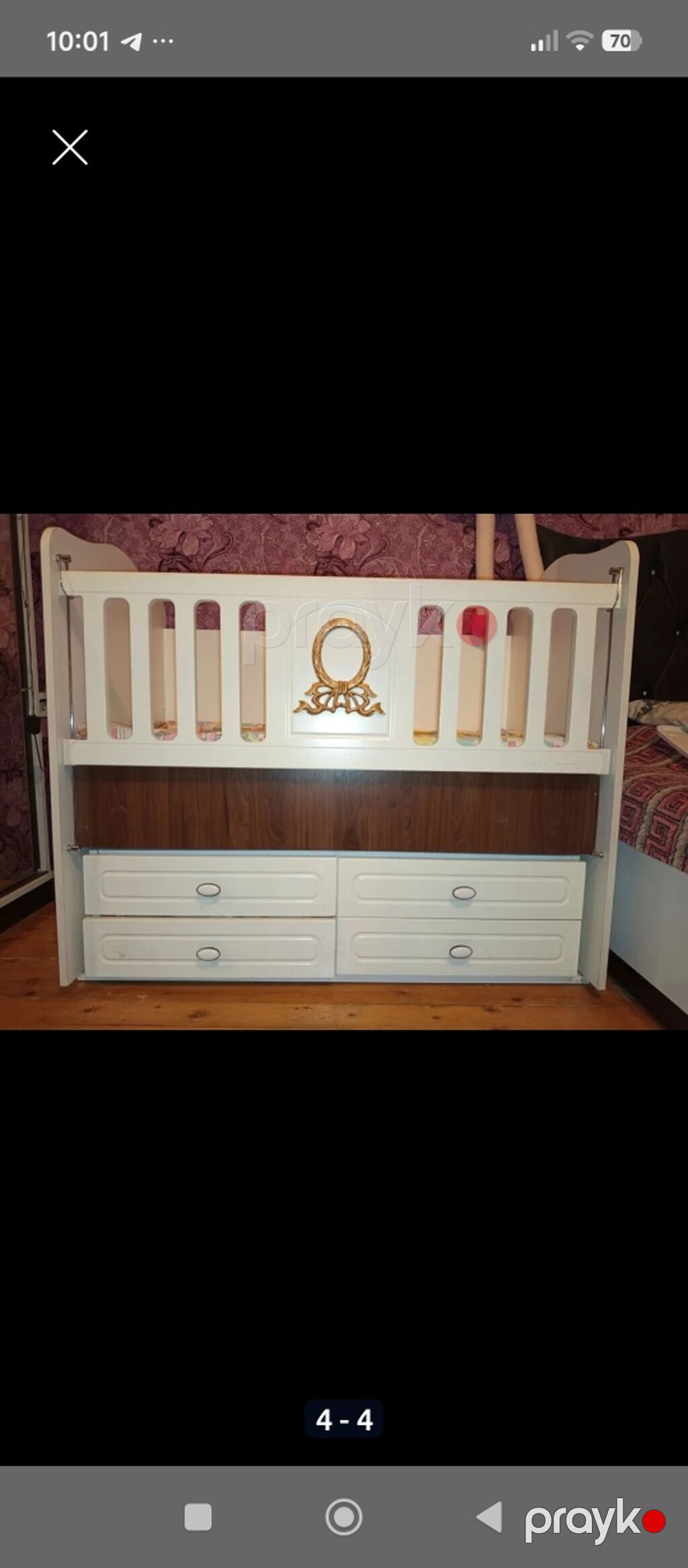 Uşaq beşiyi – “Baby Mood” model - Rəng: ağ, qızılı dekor elementlə — Bəşikləri, Digah (2)