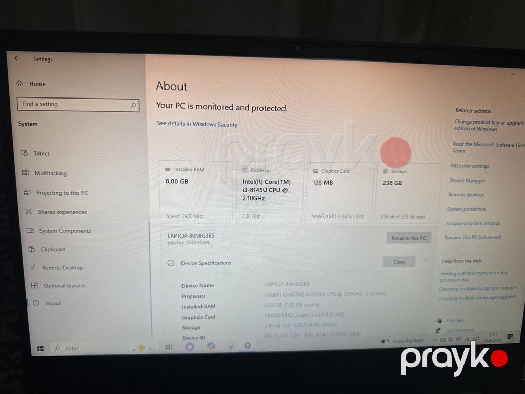 Lenovo IdeaPad S340-15IWL noutbuku Texniki xüsusiyyətlər — Lenovo, Masallı (3)