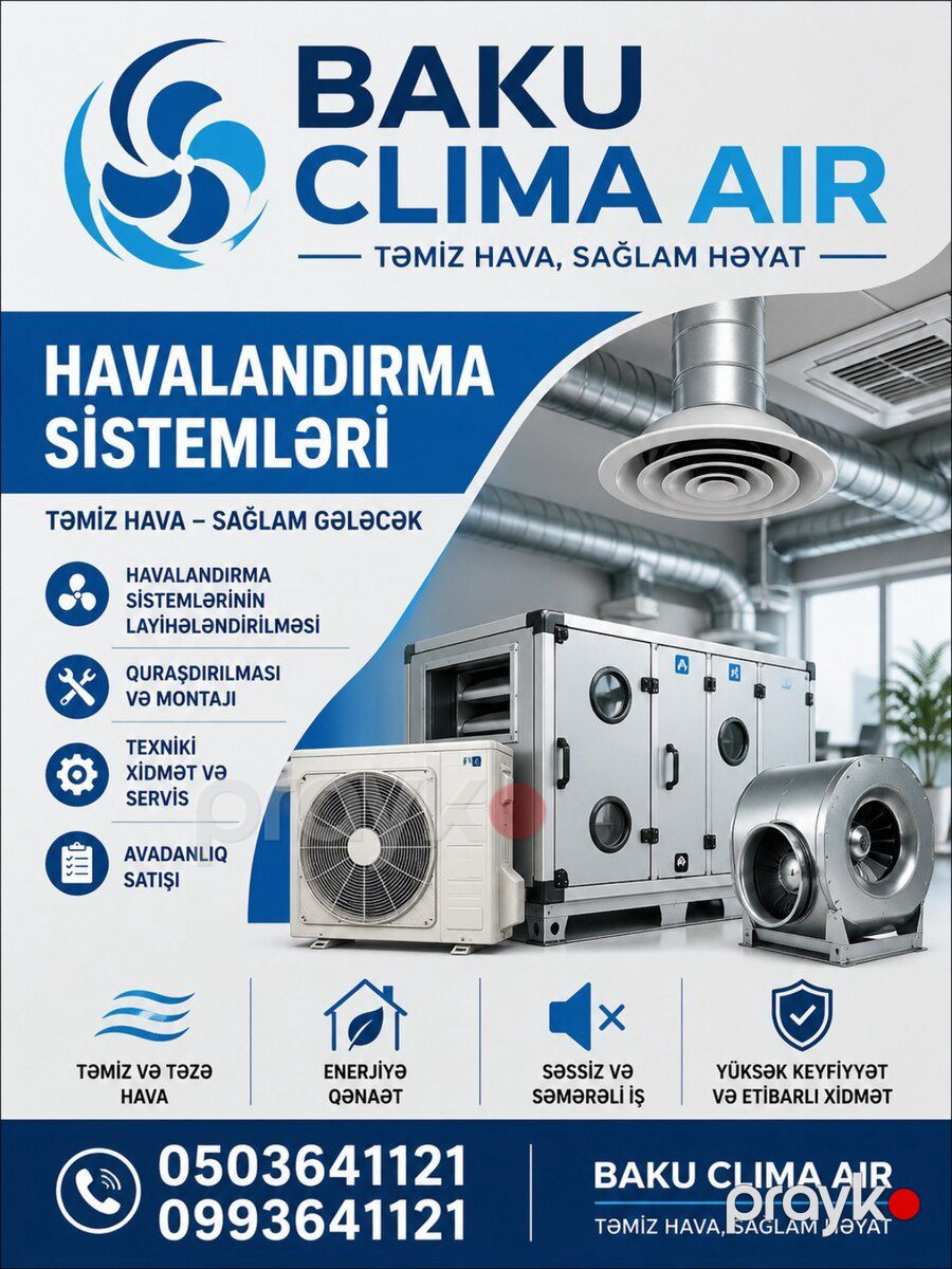 Havalandırma sistemlərinin qurulması — Aparatların təmiri və quraşdırılması, Bakı (4)