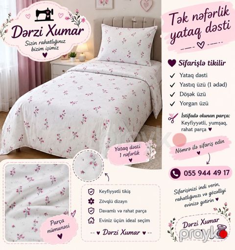 Sifarişlə tikilən yataq dəstləri – Darzi Xumar 2 nəfərlik 60 AZN 1 — Masazır