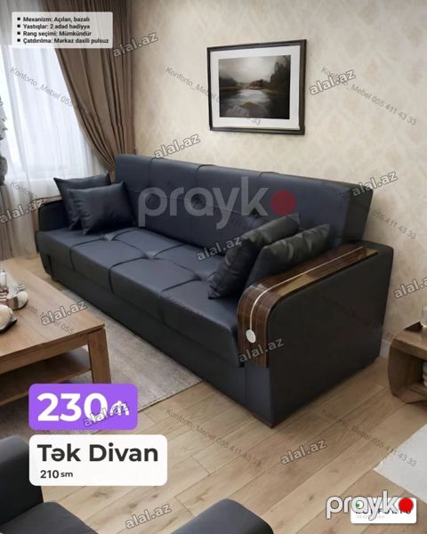 Tək divan – 210 sm - Mexanizm: açılan, bazalı (yataq funksiyası və — Bakı