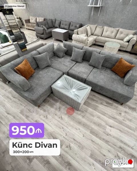 Künc Divan – 300×200 sm Geniş L formalı dizayn: böyük qonaq — Bakı