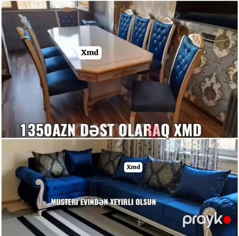Mebel dəsti – zərif klassik üslub - Yemək otağı dəsti: parlaq səthli