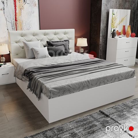 İki nəfərlik çarpayı Aypara bizimOda0002, metal/MDF, ağ, 200x160 sm — Bakı