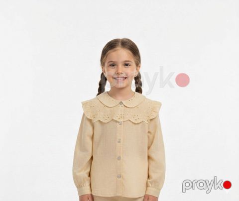 Uzunqol köynək qızlar üçün VC_1849300, kətan, krem, ölçü 4 yaş — Bakı
