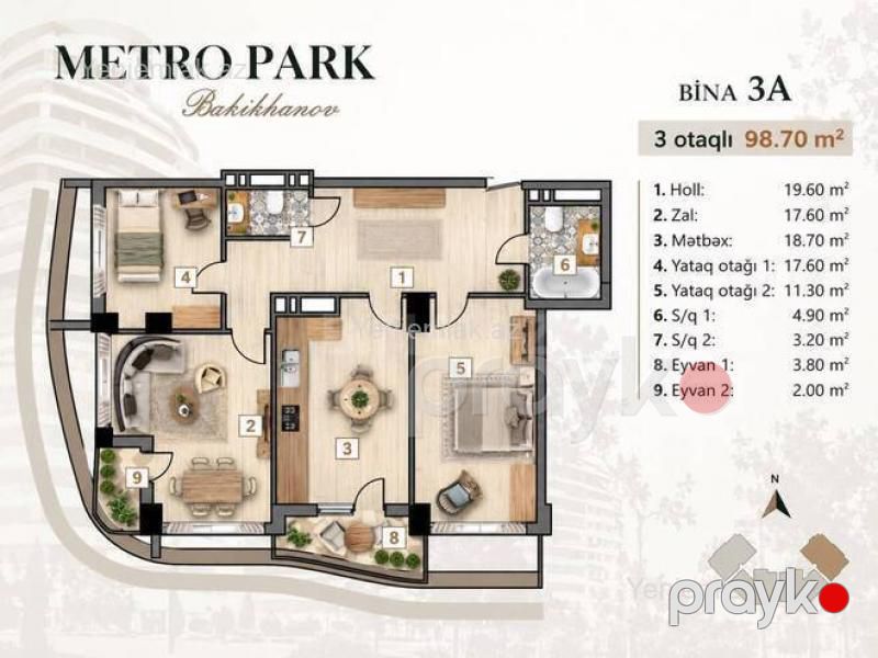 Satılır 3 otaqlı Bina evi menzil (Yeni tikili), 98.7 m², Sabunçu rayonu — Mənzil, Bakı (3)