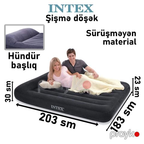 Şişmə döşək Intex FTX66770, 203x183x23/30 sm, Boz - FTX66770 — Bakı