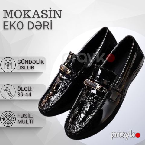 Kişilər üçün mokasin EB_1008, qara, eko dəri, ölçü 41 — Bakı