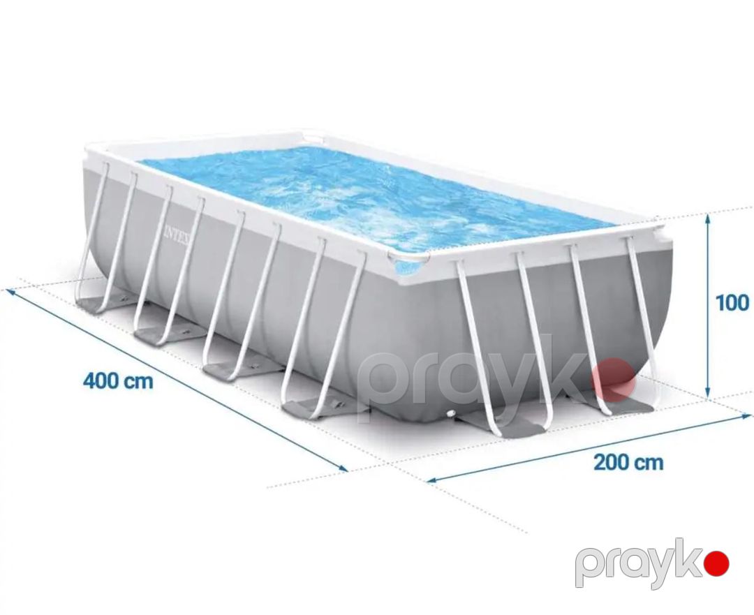 Karkaslı hovuz Intex, boz, 400x200x100sm, 6836 L — Hovuzlar, Bakı (2)