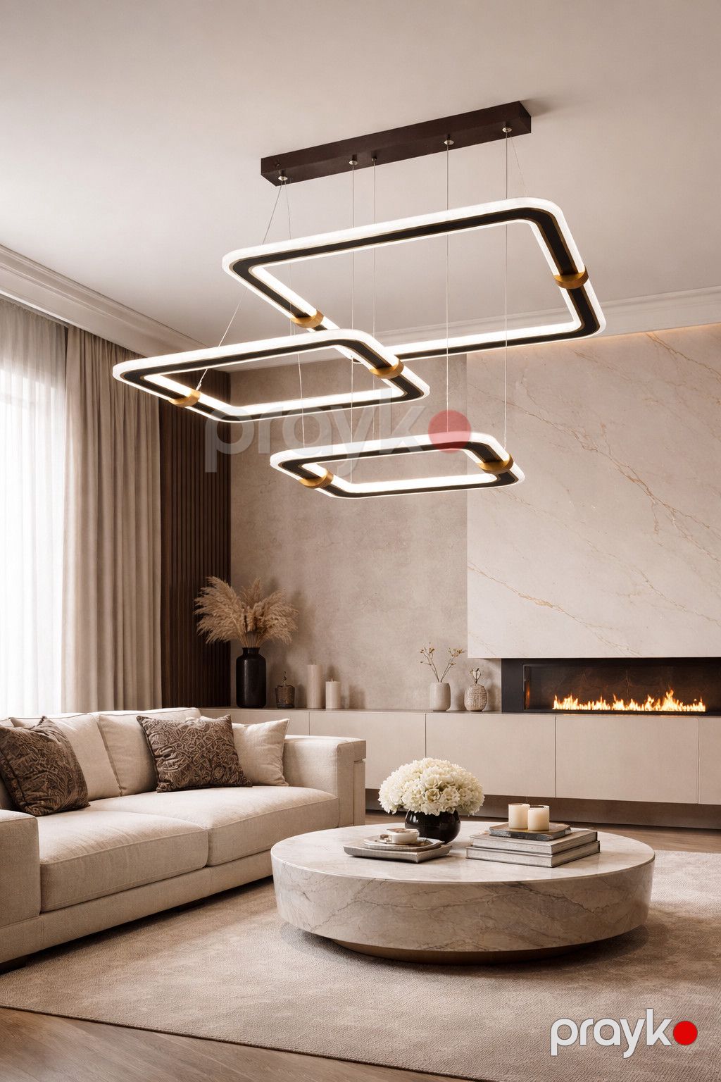Asma çıraq, akril/alüminium, 3 Led lampa, tünd qəhvəyi — Mallar, Bakı (2)