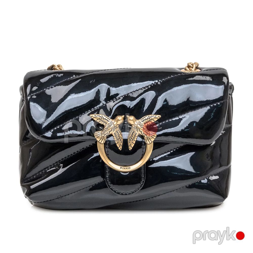 Pinko Baby Love Bag Puff – Qara Patent Dəri Çiyin Çantası — Çantalar, çamadanlar, cüzdanlar, Bakı (2)