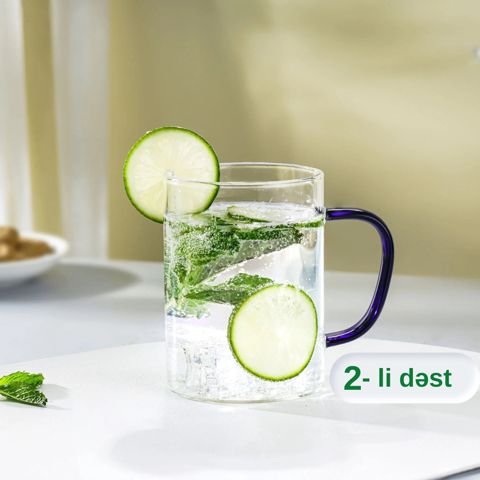 Fincan dəsti, borosilikat şüşə, şəffaf, 430 ml — Bakı