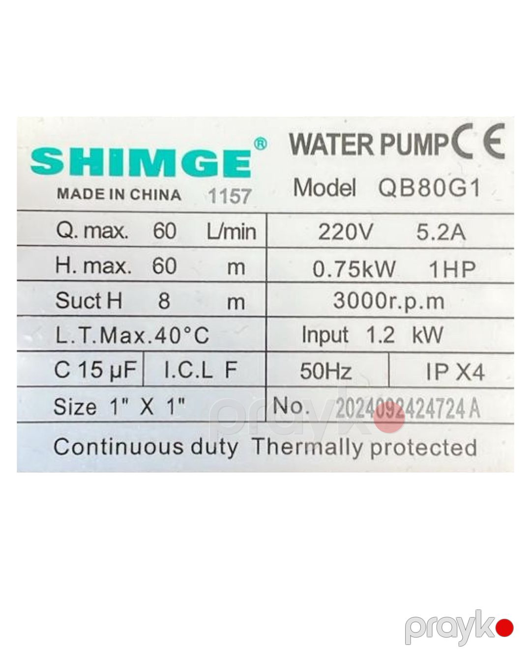 Səthi nasosu Shimge QB60G1 — Mallar, Bakı (3)