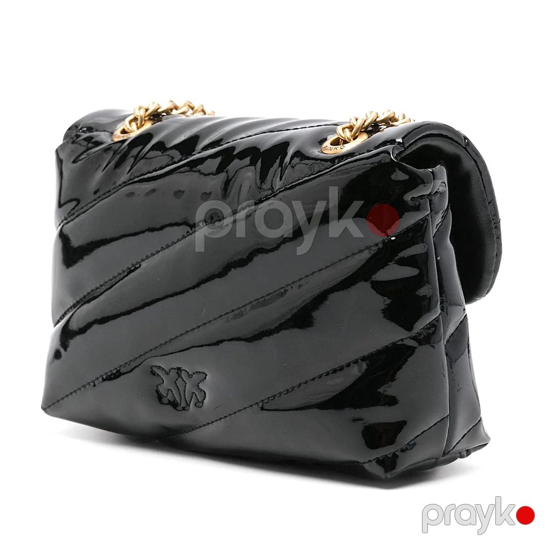 Pinko Baby Love Bag Puff – Qara Patent Dəri Çiyin Çantası — Çantalar, çamadanlar, cüzdanlar, Bakı (5)