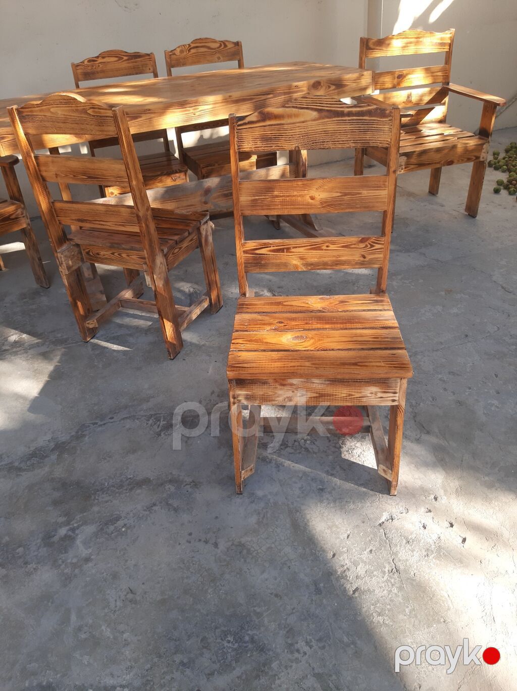 Balkon üçün, İşlənmiş, Açılmayan, Dördbucaq masa, 6 stul — Masalar və stullar, Gəncə (3)