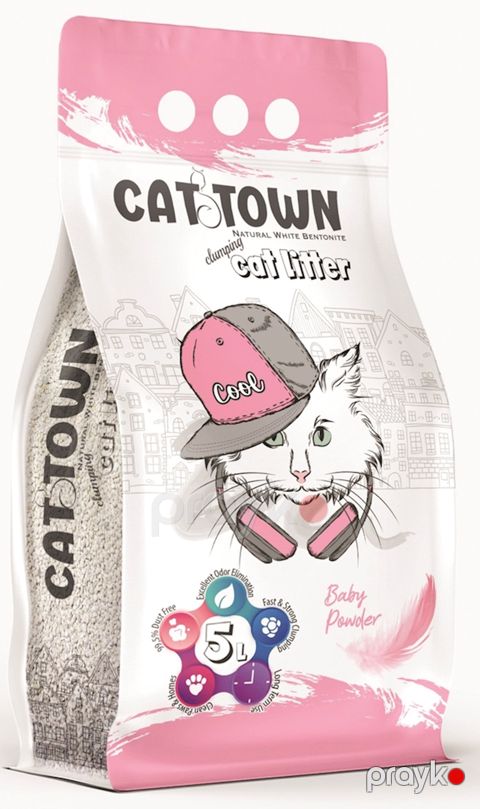Pişik tualeti üçün doldurucu Cat Town Naturel White Bentonite Cat Litter Baby Powder 5 l — Bakı