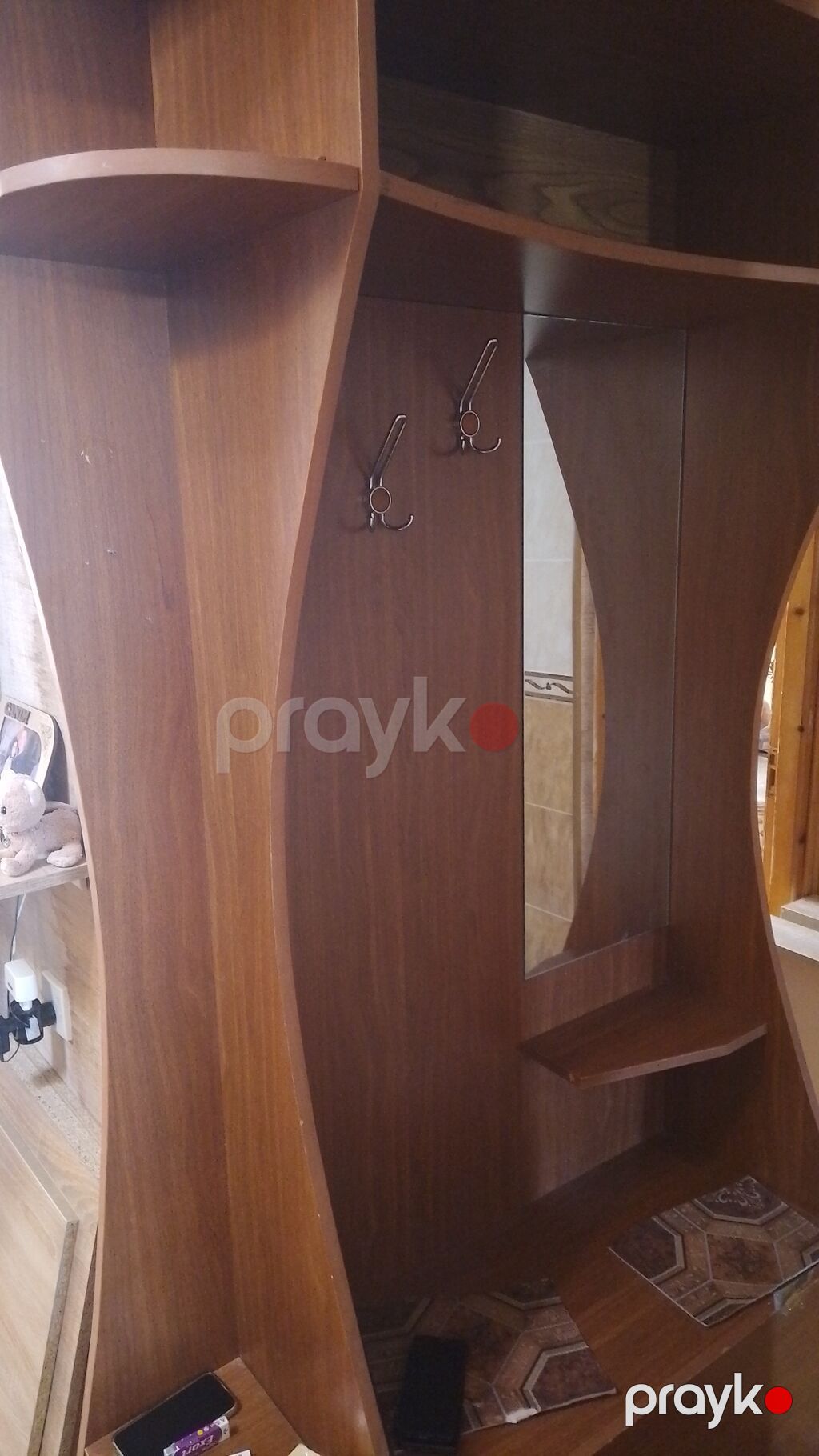Dəhliz üçün asılqanlı garderob modulu - Material: taxta/LDSP, qəhvəyi — Xol üçün, Qobu (5)
