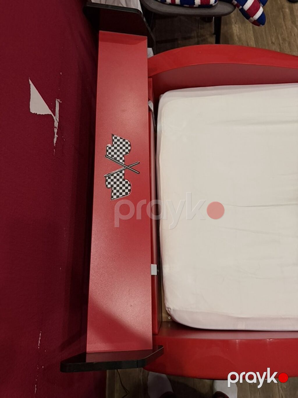 Uşaq üçün “yarış maşını” dizaynlı çarpayı - Parlaq qırmızı rəngdə — Yataqlar, Bakı (3)