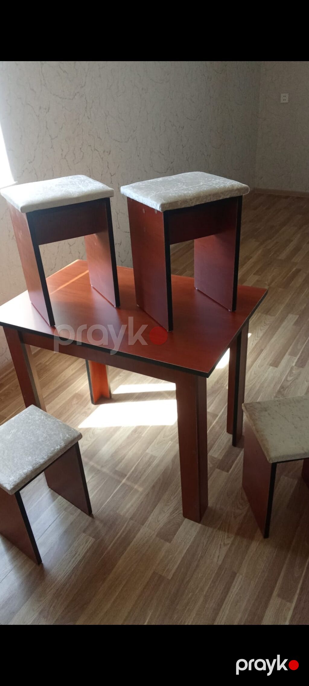 Mətbəx üçün, Yeni, Açılmayan, Dördbucaq masa, 4 stul — Masalar və stullar, Qobu (3)