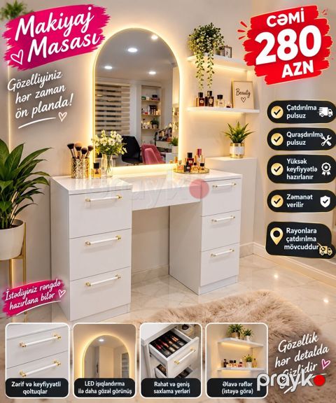 Yeni, Makiyaj üçün masa, Güzgülü — Bakı