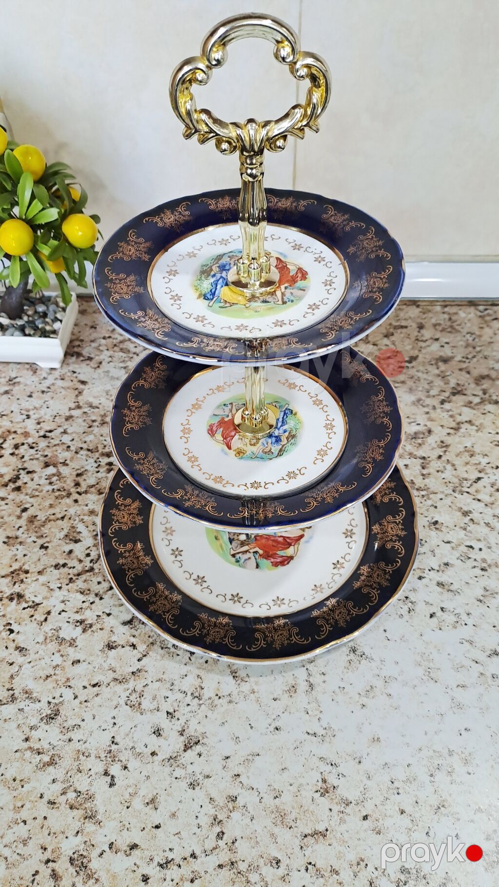 Tort və şiriniyyat qabı, rəng - Göy, Farfor, Çexiya — Süfrə qabı, Bakı (2)