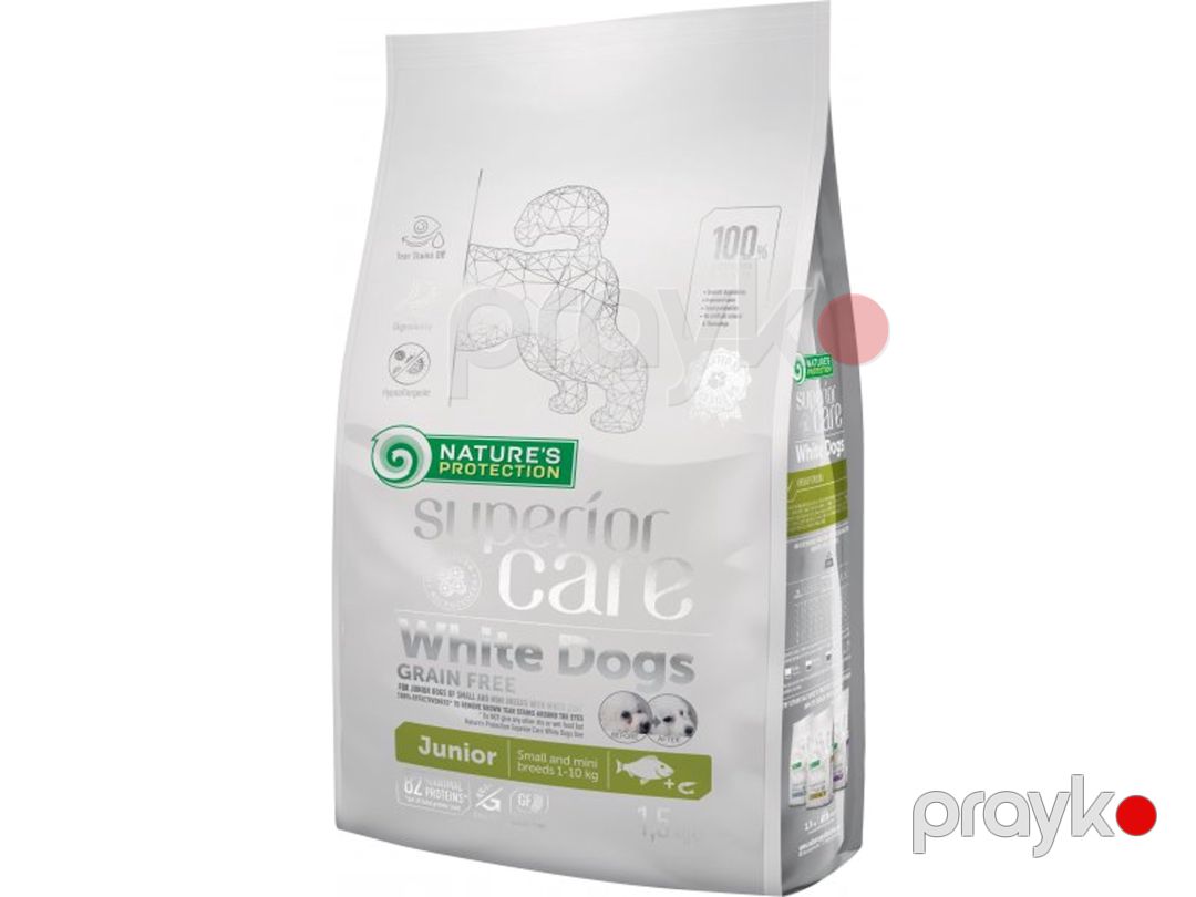 Quru yem Nature's Protection Superior Care White Dogs, küçüklər üçün, ağ balıq ilə, 1.5 kq — Mallar, Bakı