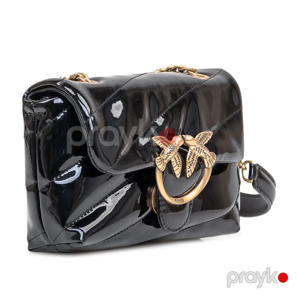 Pinko Baby Love Bag Puff – Qara Patent Dəri Çiyin Çantası — Çantalar, çamadanlar, cüzdanlar, Bakı (3)
