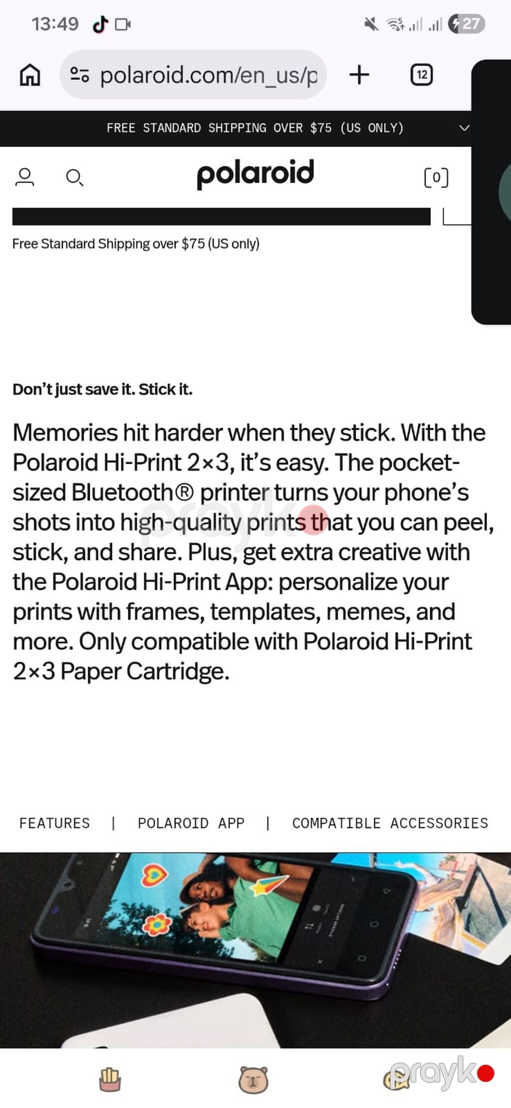 Polaroid Hi-Print 2x3 Pocket Photo Printer (Generation 2) heç — Printerləri, Bakı (2)