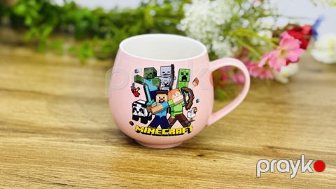 Fincan No brand 200 ml Keramika Çəhrayı Dairə Minecraft Temalı