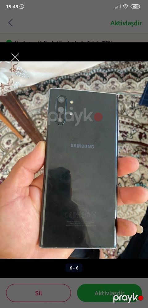 Samsung Note 10, 256 GB, rəng - Qara, Barmaq izi — Şirvan