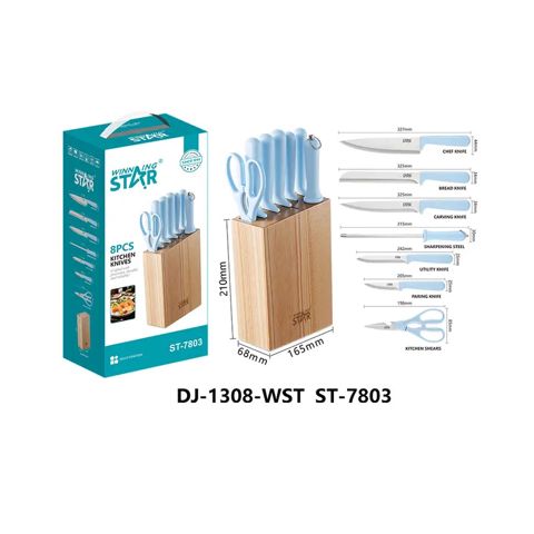 Bıçaq dəsti Winning Star RS-ST-7803, paslanmayan polad, 315 mm, 8 parça — Bakı