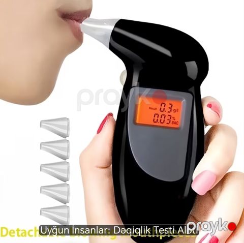 Portativ Alkoqol Testeri (Breathalyzer) - Rəqəmsal LCD ekran